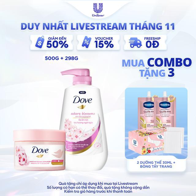 Combo Sữa Tắm Dưỡng Thể Dove 500g + Smoothie Tẩy Da Chết 298g Hỗ Trợ Dưỡng Ẩm Toàn Thân [2]
