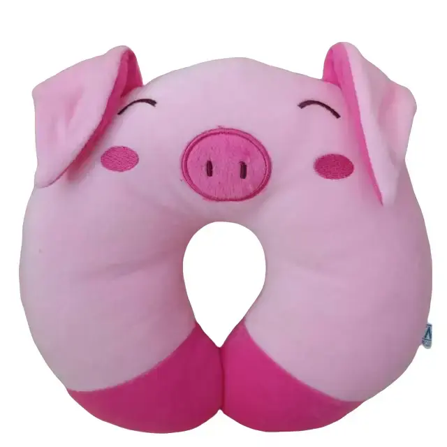 Bantal Leher Pig QQ Headrest Travelling Hitam Bed