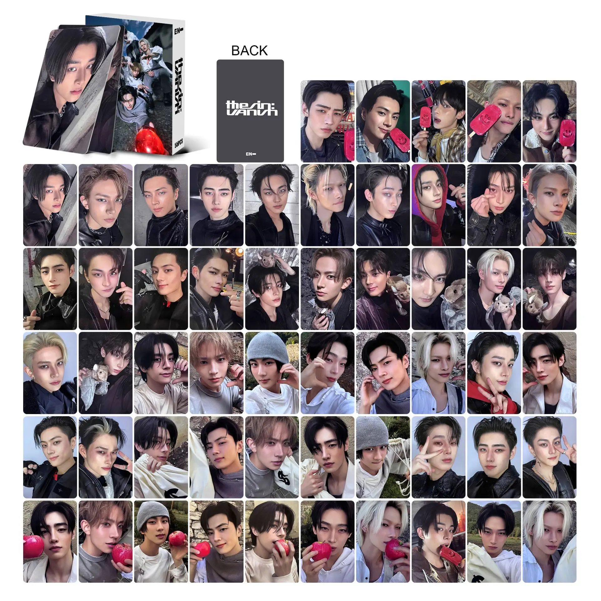 50 55pcs EN HYPEN Laser Hologram Lomo Cards HEESEUNG JAKE JAY JUNGWON NI KI  SUNGHOON SUNOO Solo Holographic Postcards New Album Orange Blood Photocards  - TikTok Shop Singapore