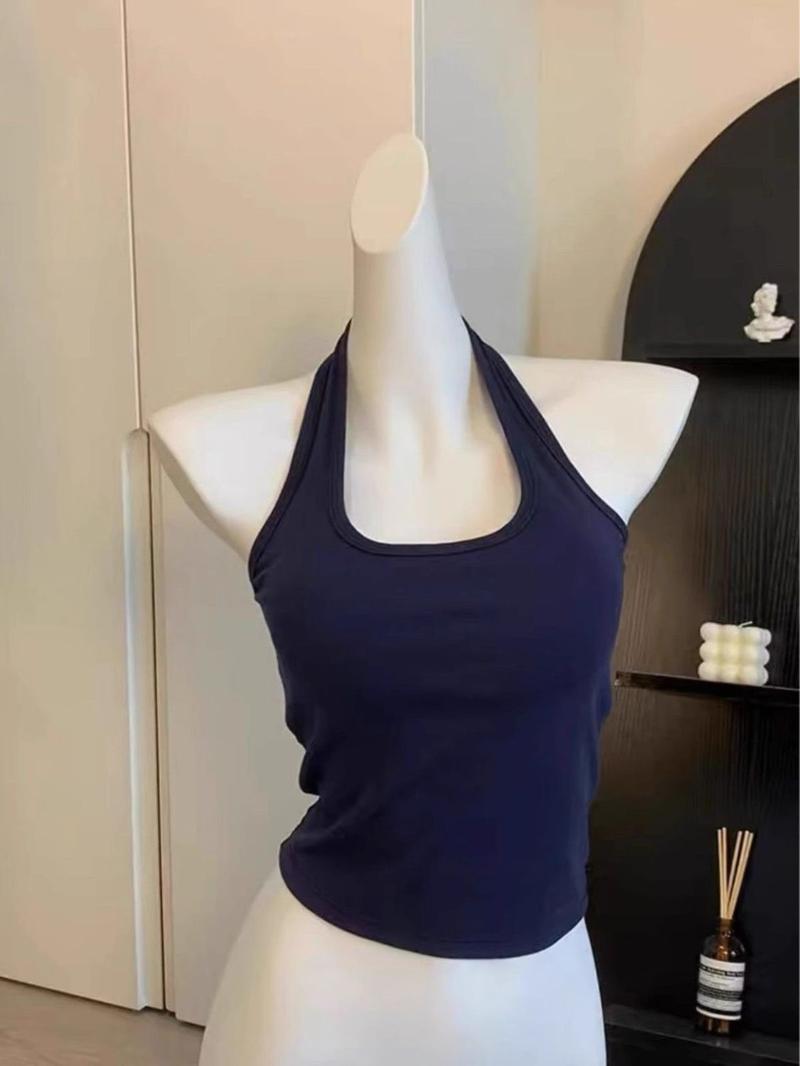 Product Introduction of [Store Hot Sale] 2025 Spring Summer New Halter Neck Beautiful Back Camisole Vest for Women Slim Fit Inner Wear Versatile Base Sleeveless Top 2