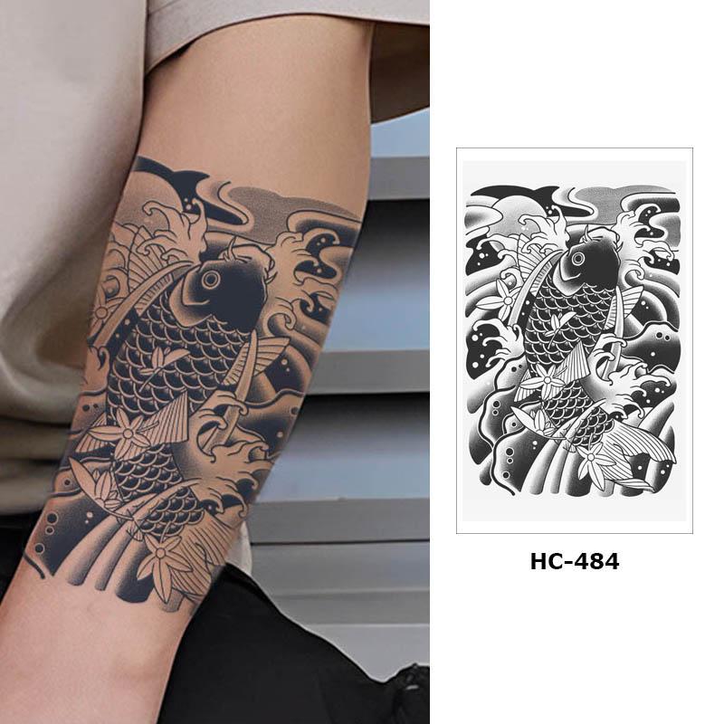 Hình xăm cá chép tay chân HC-484 miếng dán xăm nhật cổ 15 ngày chống nước