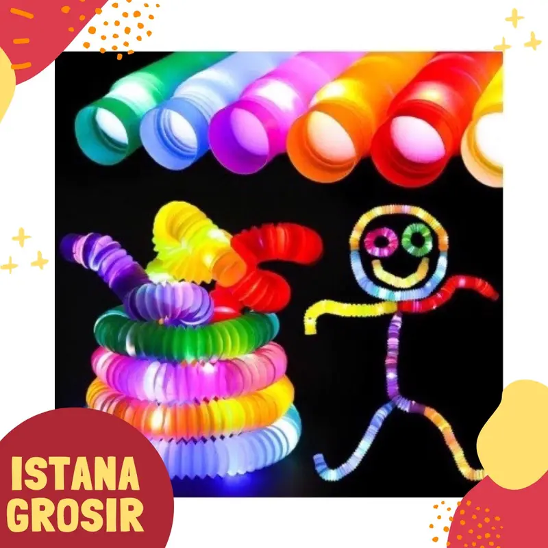 Pop light Mainan anak Light Up Pop Tubes Pop Pipes Lampu Stick Pipa Selang Fidget Toy Game Cowok 0