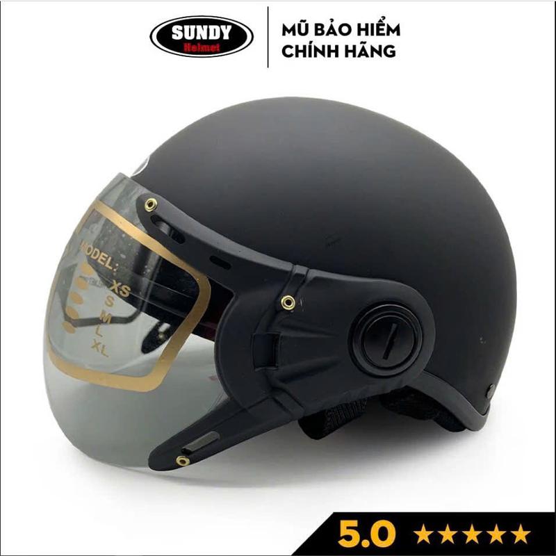 Mũ bảo hiểm nửa đầu có kính Haley SUNDY Helmet an toàn, thời trang, cá tính, Freesize (vòng đầu 55-58cm) mubaohiem namnu