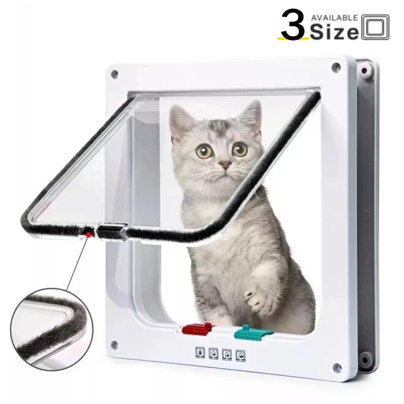 Product Introduction of Weather Proof Cat Door 4 Way Locking for Cat up to 20 lbs for Interior Doors, Cabinet, Garage Doors 4 Sizes Pet Door 9