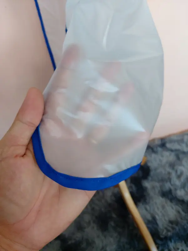 [ Loại Viền May Vải ] Tạp Dề Nhựa Chống Thấm Nước, Yếm Nhựa Thủy Sản, Viền May Vải. PVC Phòng vệ sinh bao  tay 5