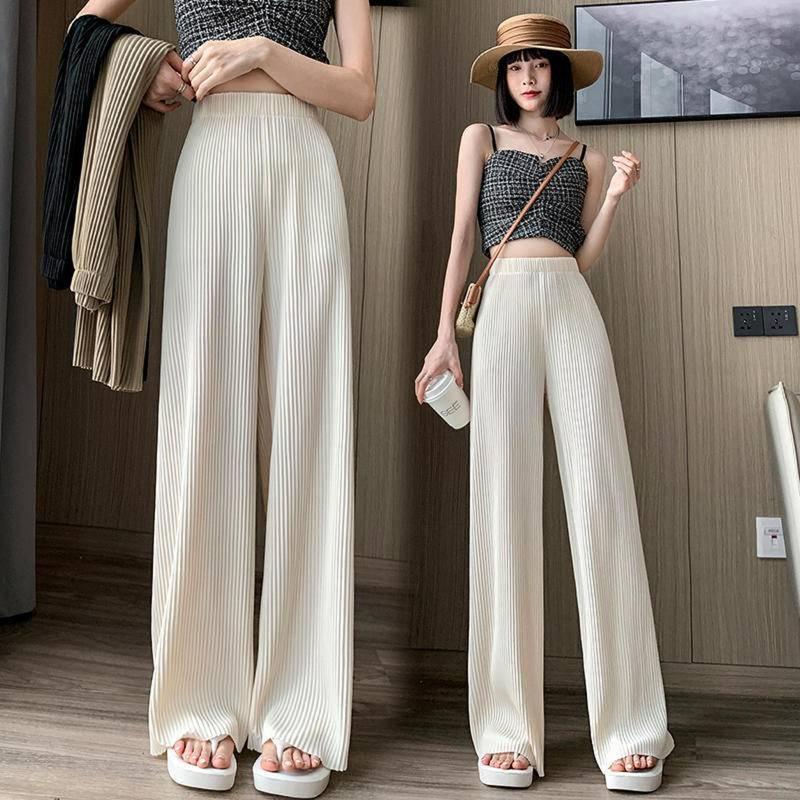 Quần ống rộng tăm lạnh cao cấp nhiều màu hottrend 4 mùa của chị em Nữ Nhung Women Đen Pants quần  thun gân suông