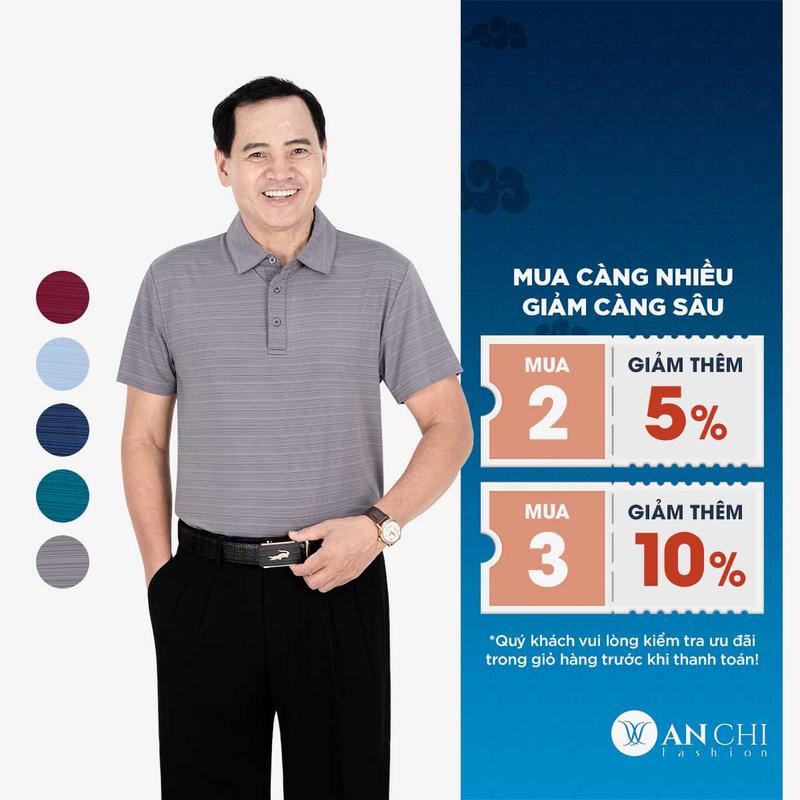 Áo polo nam trung niên ANCHI có cổ form rộng cho bố vải cotton co giãn - ACPLLANH2024