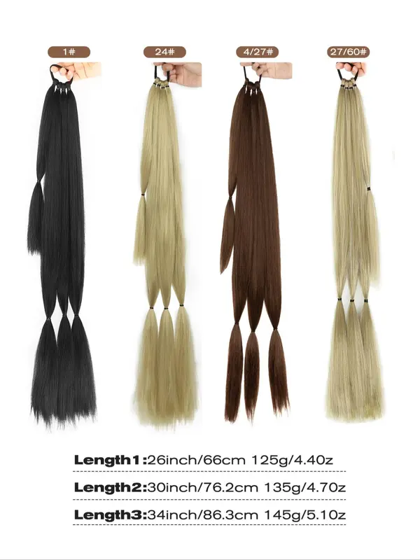 26/30/34 Inch Long Braided Ponytail Extension with Hair Tie, Straight Wrap Around Hair Extensions, Natural Soft Synthetic Hair Piece for Women Daily Wear, Synthetic Braiding Hair 1