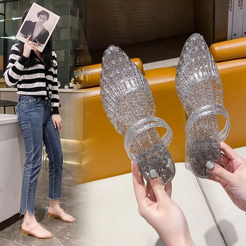 Slaid Kaki Separuh Tertutup Kristal, Gaya Korea, Untuk Wanita, - TikTok ...