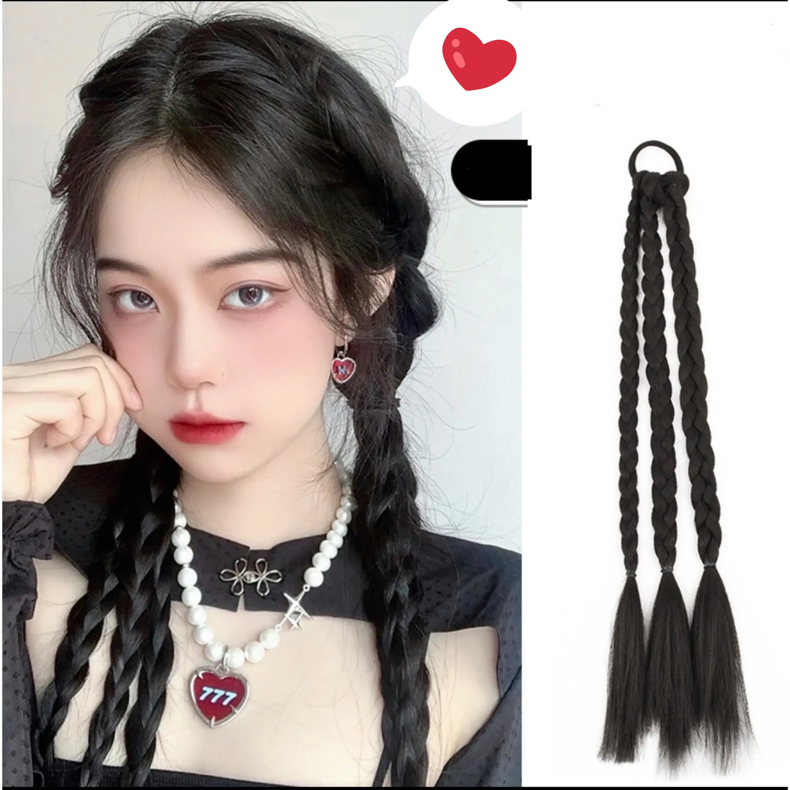 PT04 Tóc giả thắt bính màu tự nhiên hot hit