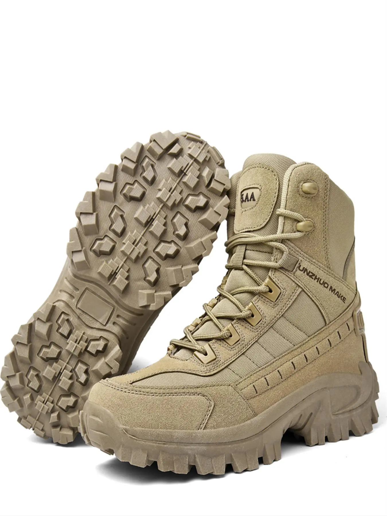 Men's Solid Color High Top Hiking Boots, Casual Sporty Breathable Comfortable Anti-slip Outdoor Shoes, Male All-match Round Toe Sports Shoes for Daily Wear