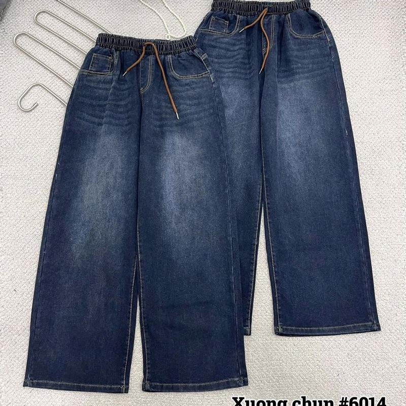 Ngố 6014 [ QUẦN JEAN ỐNG SUÔNG Ống rộng  lưng chun bigsize nữ 60-90kg Women Denim