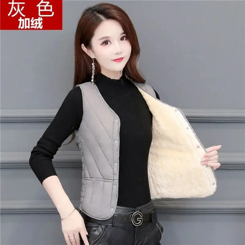 Áo Ghi Lê Vest, Bejirog, Lót Lông Cừu Dày Dặn, Dáng Ôm, Áo Ghi Lê Bên Trong Ấm Áp, Áo áo Phao Không Mùa, Hàng Mới Về, 2024