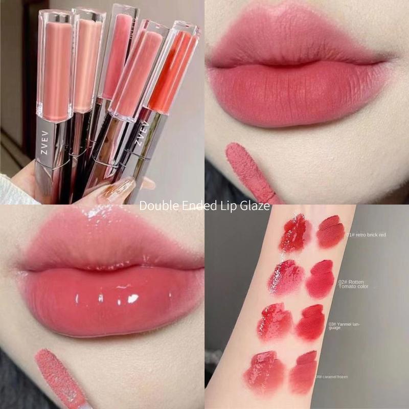 Son Bóng Lì Hai Đầu 2 Trong 1 Nhung Lì Lâu Trôi Dưỡng Ẩm Son Kem Làm Căng Mọng Môi Thủy Tinh Gương Nước Son Bóng Trong Suốt Son Môi Trang Điểm Môi Bùn Môi Lì Thanh Toán Khi Nhận Hàng