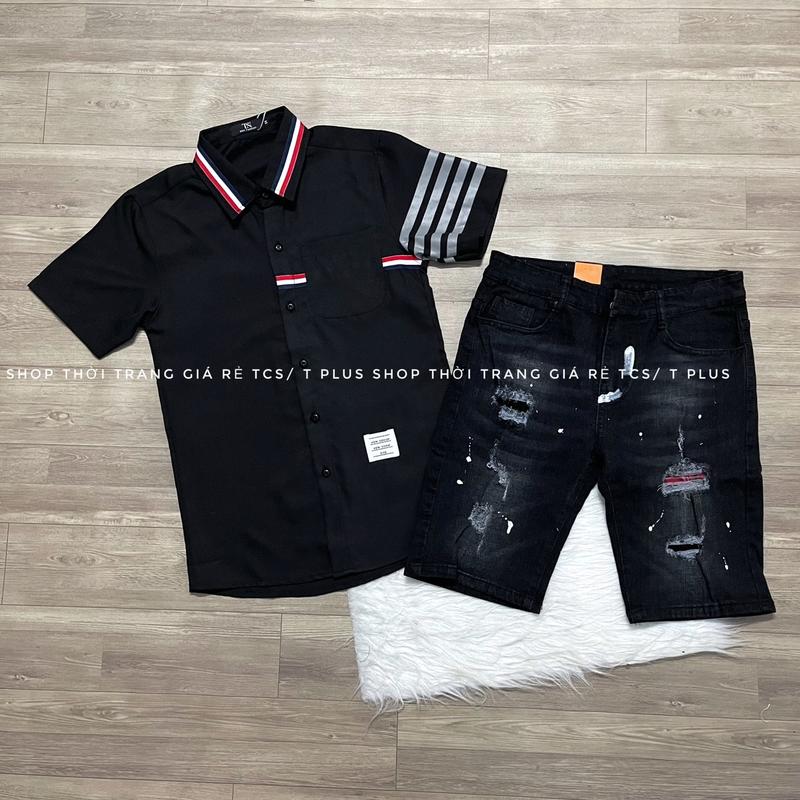1 Bộ quần short jeans và áo TN06 Nam Menswear