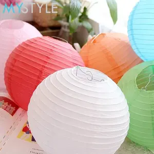 Lampion Warna Polos Ukuran 20cm 25cm 30cm Lampion Pesta Kertas Dekorasi Imlek Minimalis Home