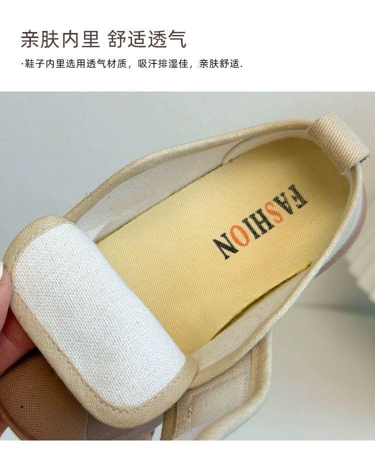 Product Introduction of 2025 [2057 People Collected] Korean Style Children's Canvas Shoes Spring and Autumn New Boys' Low-top Sneakers Girls' Open-toe Cloth Shoes Velcro Indoor Shoes 7