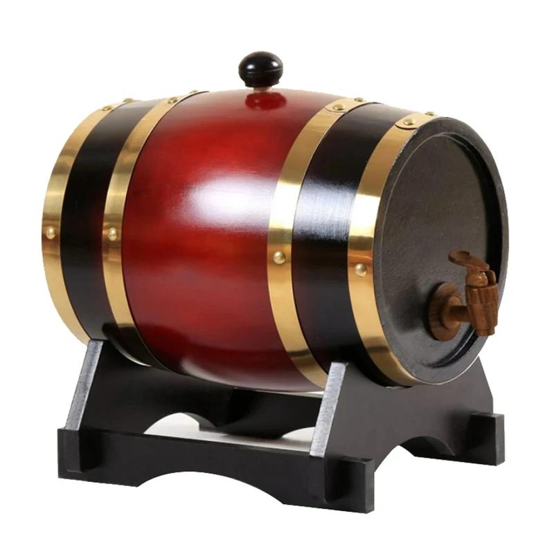 1L/1.5L/3L Wood Wine Barrel Vintage Oak Beer Brewing Accessories Whiskey Storage Container Home Decoration Wine Bar Tools 8