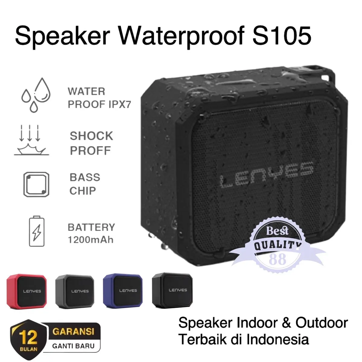 Speaker Bluetooth TWS Waterproof Lenyes S105 Anti Air Anti Banting