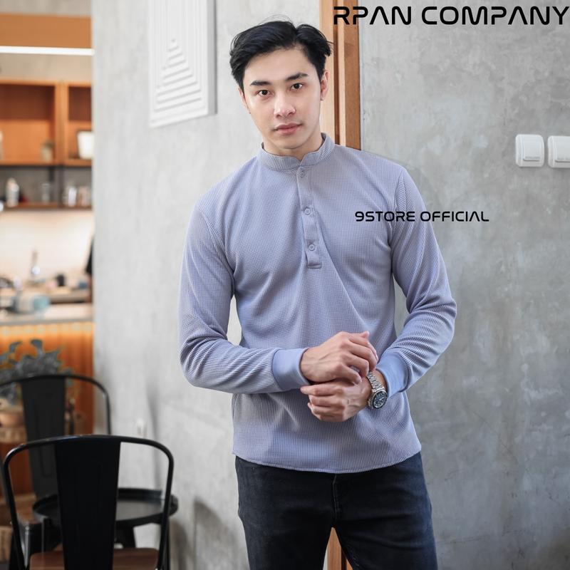 Tshirt Henley Waffle Long sleeve Original / Baju Waffle Tangan Panjang Kancing / Crewneck Waffle Button. 7