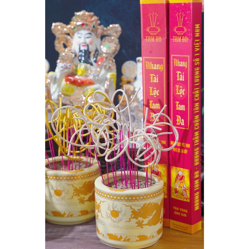   38cm  Combo 3 Hộp Nhang 38cm Cuộn Tàn Vàng Ánh Kim Tàn Trắng Tàn Đỏ ít khói an toàn sức khỏe cuộn tàn số 6 cứng cáp Hộp 100 nén 