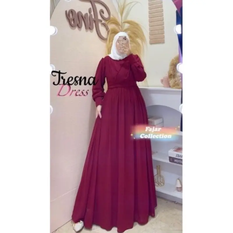 Tresna Dress, Gamis Ceruty Babydoll Premium, Full Furing, Busui/Freindy 1
