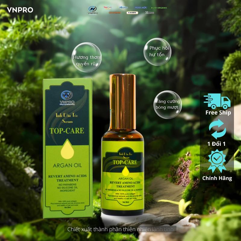 Tinh dầu dưỡng tóc Serum Top-care Argan serum cung cấp độ ẩm dưỡng chất giúp phục hồi hư tổn hương thơm nước hoa chai 50ml
