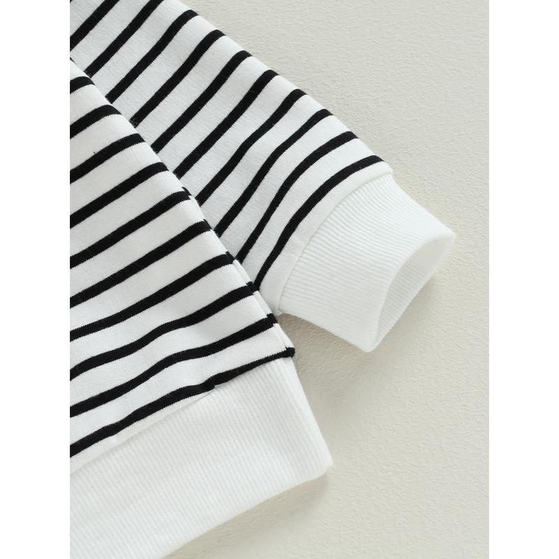 Infant Baby Autumn Pullovers Stripe Letter Print Long-Sleeved O-neck Sweatshirt Warm Winter Tops for Halloween 7