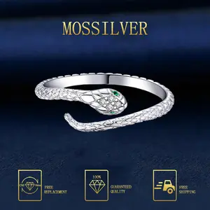 MOSSILVER Cincin Ular Kecil Baru Yang Indah, Aksesori Desain Niche Mewah Ringan