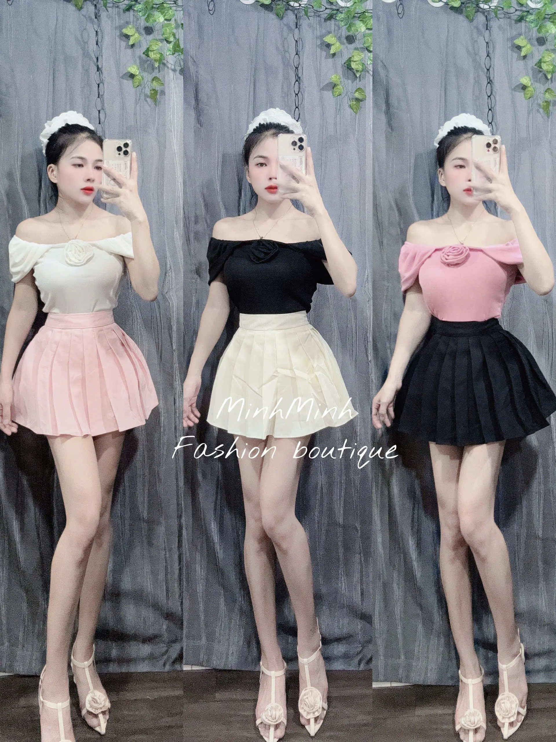 SÉT ÁO TRỄ VAI NƠ KÈM CHÂN VÁY XẾP LY ( S116)