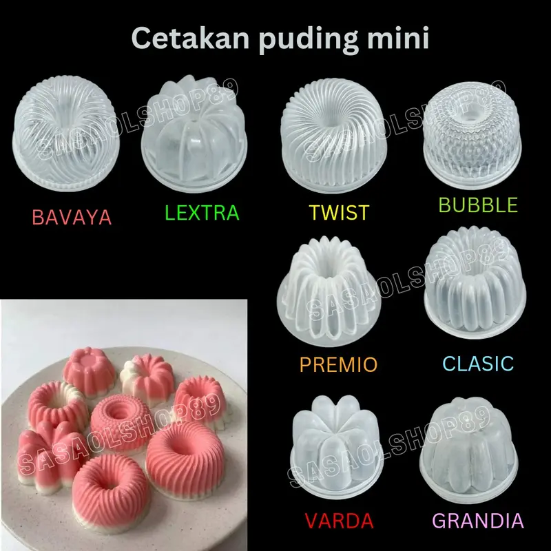 Cetakan Puding Mini plastik ( Dapat 8motif TERBARU) / lusinan Cetakan bolu mini Kitchenware 3