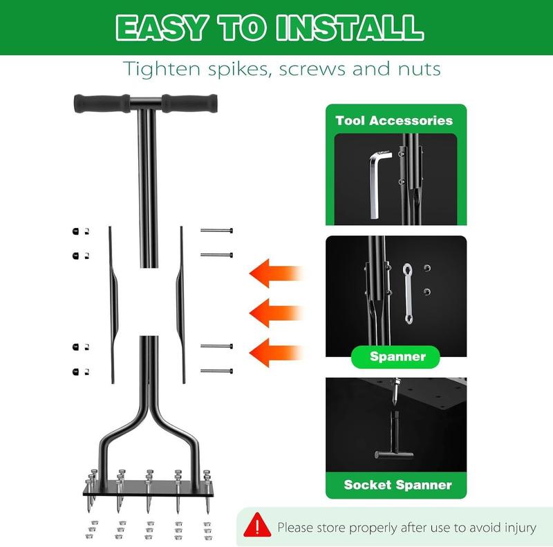 Product Introduction of Soil Ripper Fertilizer Soil Turning Device with Nails Gardening Tools Lawn Puncher Aerator Loose Soil Nail Foot 10
