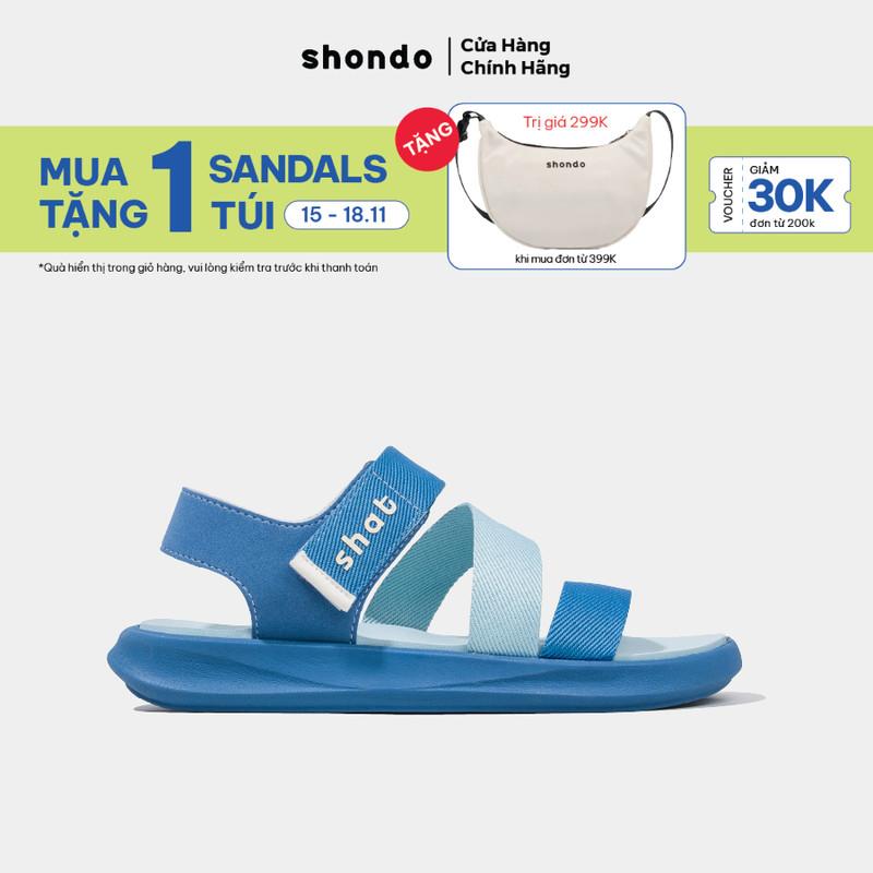 [Nên tăng 1 size] Giày Sandal Nam Nữ SHONDO Shat S2 Thời Trang Nhẹ Êm Đi Học, Đi Làm Xanh Da Trời Xanh Dương S2M3330