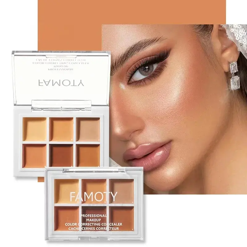 6Colors Concealer Palette Lasting Moisturize Concealer Cream Bronzer Contouring Brightening Highlighter Face Color Corrector