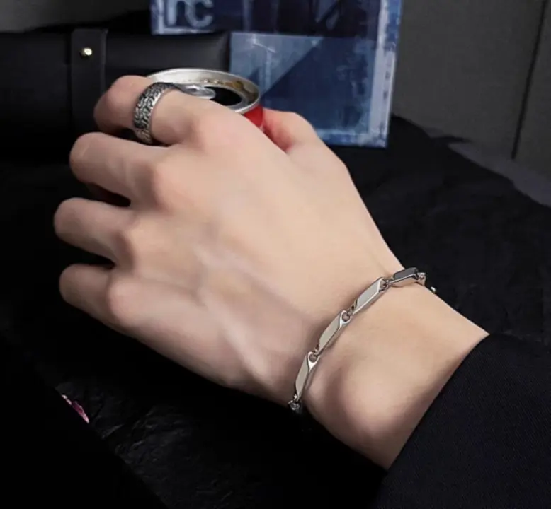 GELANG TITANIUM PADI PRIA WANITA ANTI KARAT TIDAK LUNTUR Couple Silver