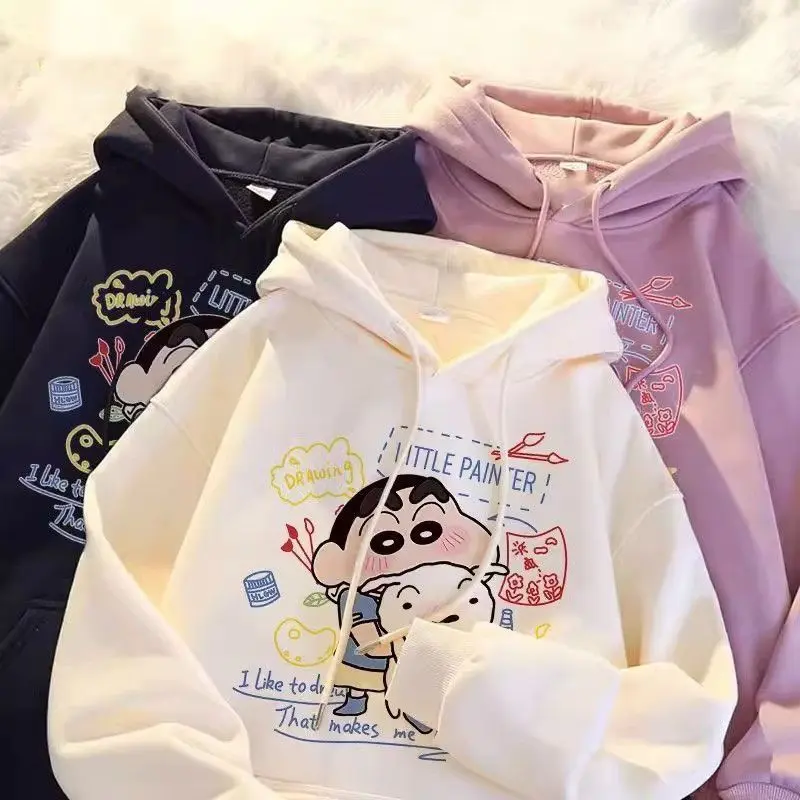 Áo Hoodie In Hình Xiaoxin Bút Chì Màu Hoạt Hình Nhật Bản, Quần Áo Trẻ Em, Lót Lông Cừu Mới, Áo Khoác Bé Trai Và Bé Gái