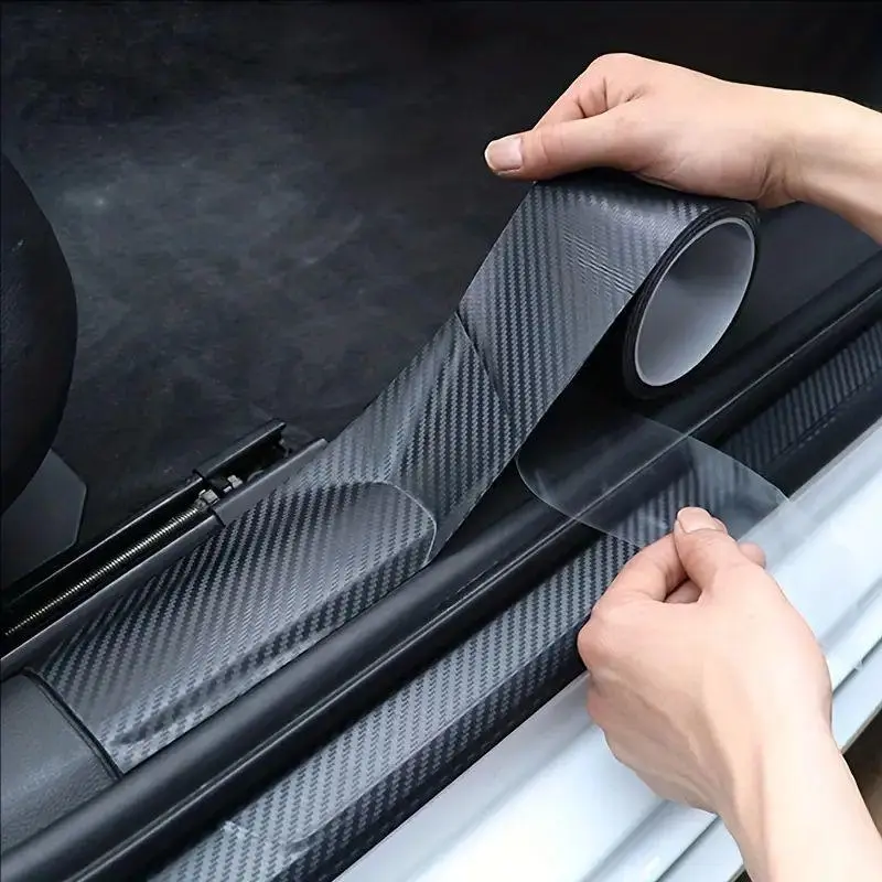 Carbon Fiber Pattern Car Door Sill Protector, Universal Car Door Sill Protective Strip, Anti-scratch Car Exterior Decorative Sticker