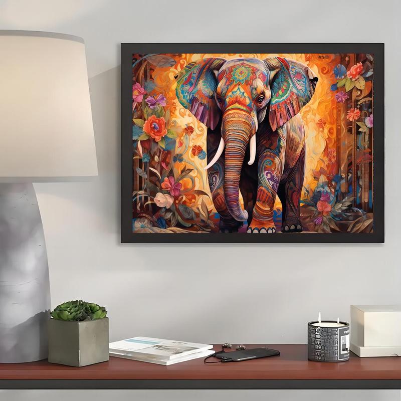Elephant Pattern DIY Diamond Arts Colorful Painting Kit without Frame, DIY 5D Diamond Arts Colorful Painting Kit for Beginner, Wall Art Decor for Home 2