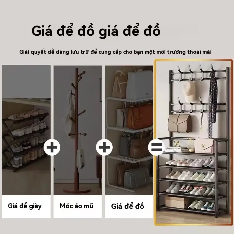 Kệ Giày 5 Tầng Chắn Bụi  Khung Thép Carbon Chịu Lực, Kệ Giày Chữ L Chống Bụi Sơn Tĩnh Điện Lắp Ráp Lắp Ráp 4