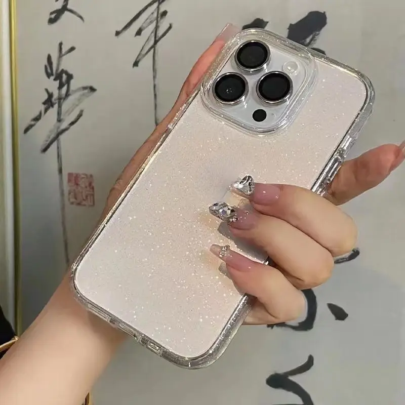 Ốp lưng trong suốt lấp lánh, Thiết kế sang trọng, Tương thích với iPhone 15 Pro Max, 14, 13, 12, 11, X, Xs, Xr, Xs Max, 6,7, 8, SE2, SE3, Điện thoại di động, Chống sốc, 006 Silicon