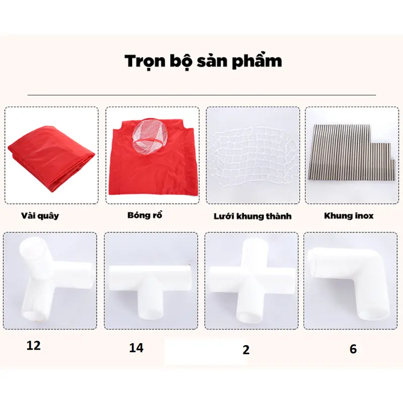 Quây Bóng Cho Bé Hình Chữ Nhật Có Rổ Bóng, Khung Thành - Tặng 50 Bóng Quây Nhựa - Đồ Chơi lồng  cho 6