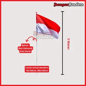 Promo Tiang Bendera Rumah 3M + Bendera Merah Putih Rumah - TiangTeleskop 3M, Peles Berkualitas