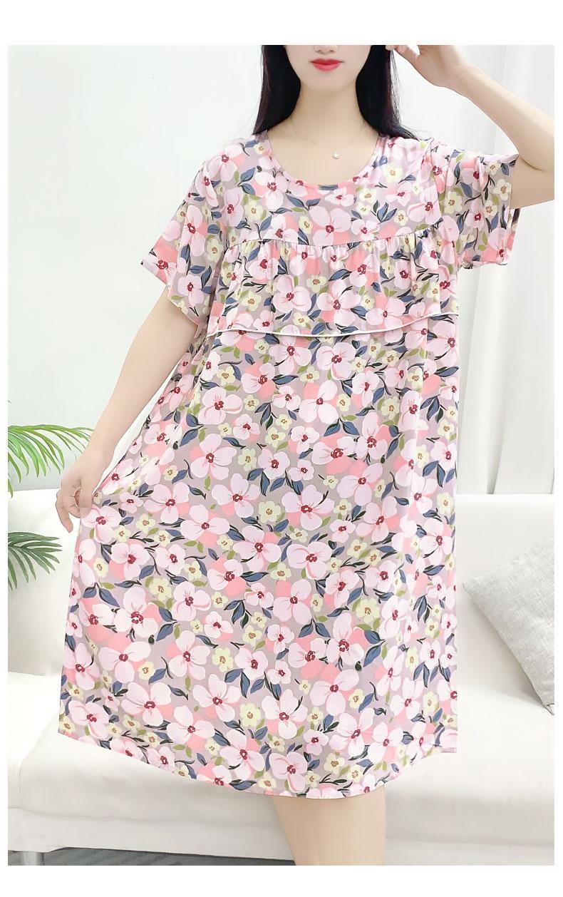 Product Introduction of Cotton and silk short-sleeved dress, summer new anti-bumping loose nightdress loose can be worn outside thin loungewear women 36
