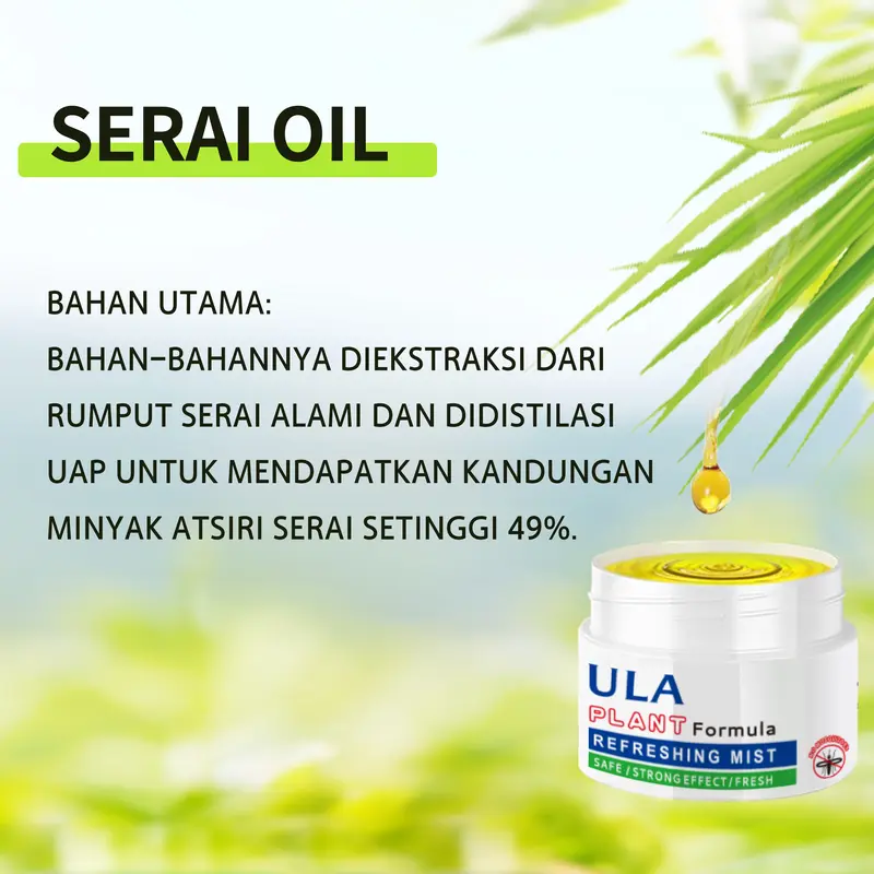 [3Pcs] ULA REFRESHING MIST 50ML*3 Repelling Mosquitoes [BPOM] with Sereh Oil External Use Only x FYC 1