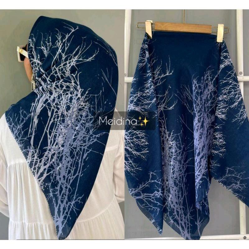 Hijab Segi Empat Motip Akar Series Mewah Voal Muslim Square Kerudung Printing 3