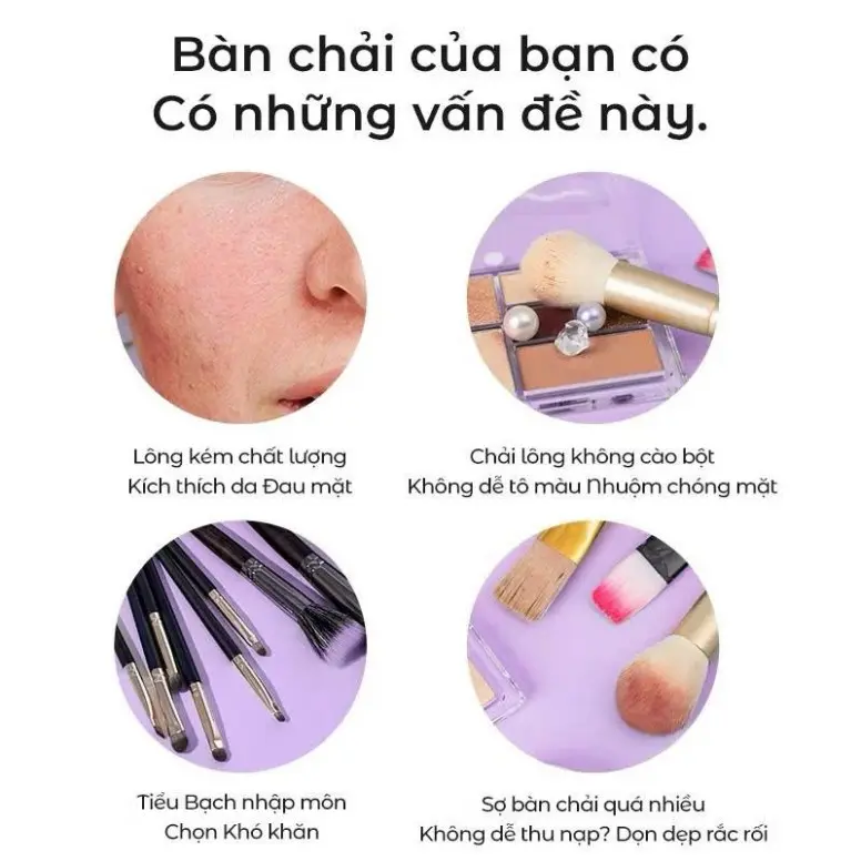 Bộ Cọ Trang Điểm 14 Cây Cao Cấp Chuyên Dụng Lông Mịn Mềm Mại Dễ Sử Dụng SWEET BEAUTY 5
