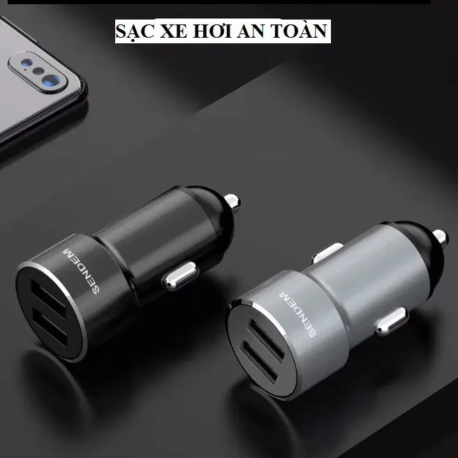 Tẩu sạc nhanh ô tô 2 cổng SENDEM D7 Chính hãng bằng kim loại cao cấp - SẠC NHANH, AN TOÀN - Bảo hành 1 năm Phụ Kiện Phụ Tùng