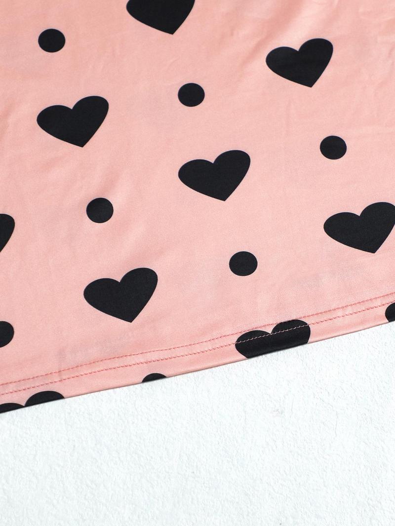Product Introduction of Plus Size Heart Print Cami Top & Shorts Loungewear Set, Casual Comfy Pyjama Set for Women, Women's Sleepwear for Summer 8
