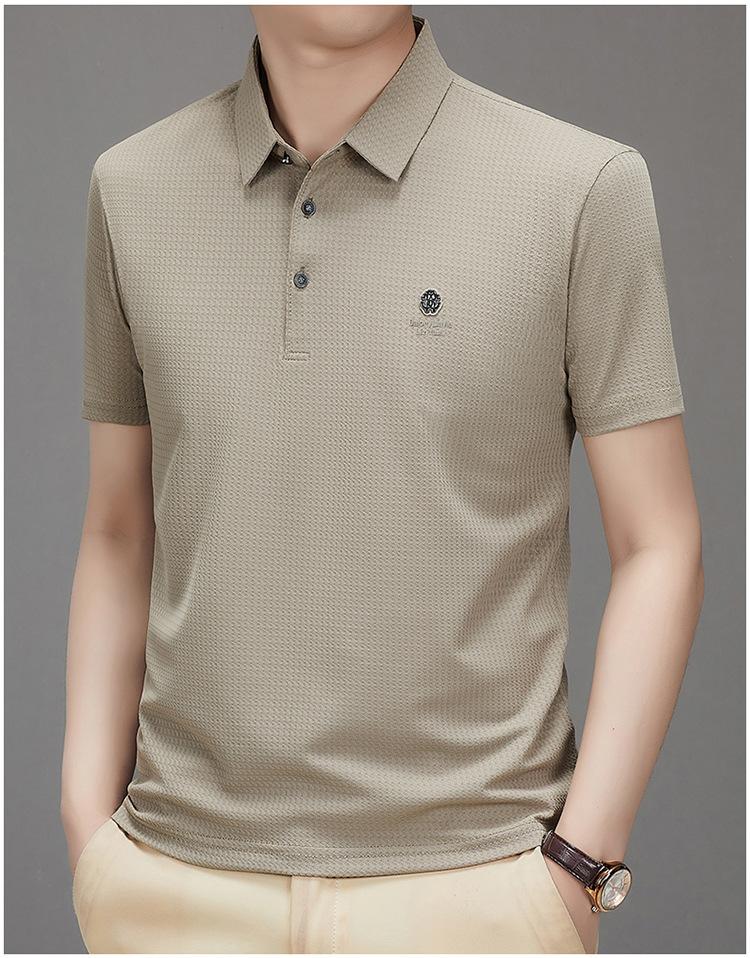 Product Introduction of Men's Polo Shirt, New Collection, Wrinkle-Free Ice Silk Material, Summer Business Collar, High Elastic, Breathable, Premium Ice Feel T-Shirt 14