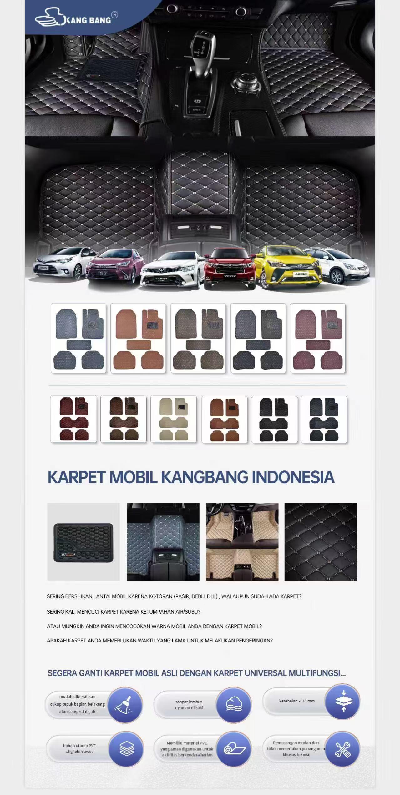 Sankeshu Karpet Mobil Kulit 5pcs Universal Waterproof Premium Car Tahan Panas Anti Debu & Mudah Dibersihkan Fullset Depan Tengah Belakang 2 Baris
